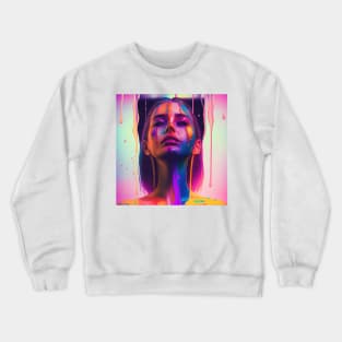 Waking Up on the Right Side of Bed - Emotionally Fluid Collection - Psychedelic Paint Drip Portraits Crewneck Sweatshirt